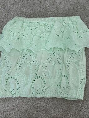 Mint Eyelet Tiered Tube Top